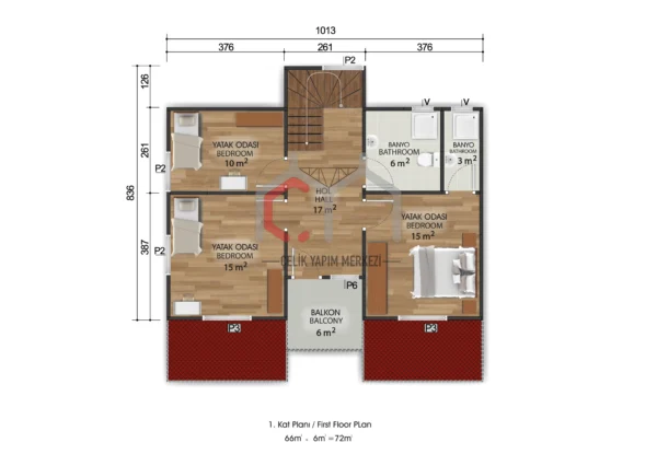 158 m2 çizim 1. kat